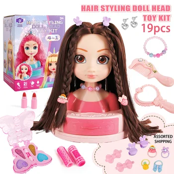 Puppenkopf für Haarstyling, Make-up, Rollenspiel, Mode-Prinzessinnen-Verkleidung, Übungspinsel, Lockenstab