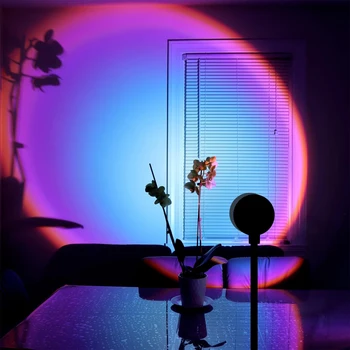Regenbogen-Projektionslampe, USB-Dekorative Sonnenuntergang-Atmosphärenlampe, Mehrwinkel-Drehbar, Geeignet