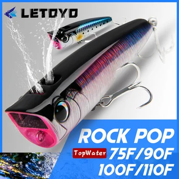 LETOYO Topwater Popper 8,5-30 g schwimmende Rock-Pop künstliche Hartköder für Barsch, Barsch, Hecht