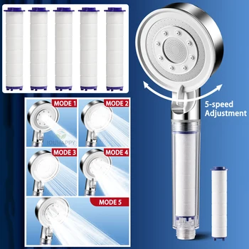 Hochdruck-Duschkopf-Set, 5 Strahlmodi, verstellbarer Duschkopf mit Filter, großer Wasserdurchflussspray