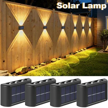 Solar-LED-Leuchte, Wasserdichte Außenwandlampe, Dämmerungssensor-Zaunbeleuchtung für Garten, Hof, Veranda