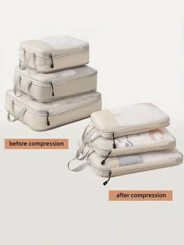 Set/3 Stück Komprimierbare Packtaschen für Reisen, wasserdichte Koffer-Organizer aus Nylon, tragbar