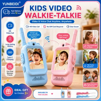 Kinder-Video-Walkie-Talkies, USB-Aufladung, für drinnen und draußen, hochauflösende (2 Stück)