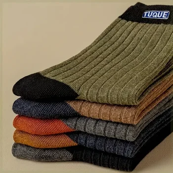5 Paar trendige Herren-Crew-Socken mit Farbblockmuster, atmungsaktiv, bequem, lässig, Unisex-Socken für Herren