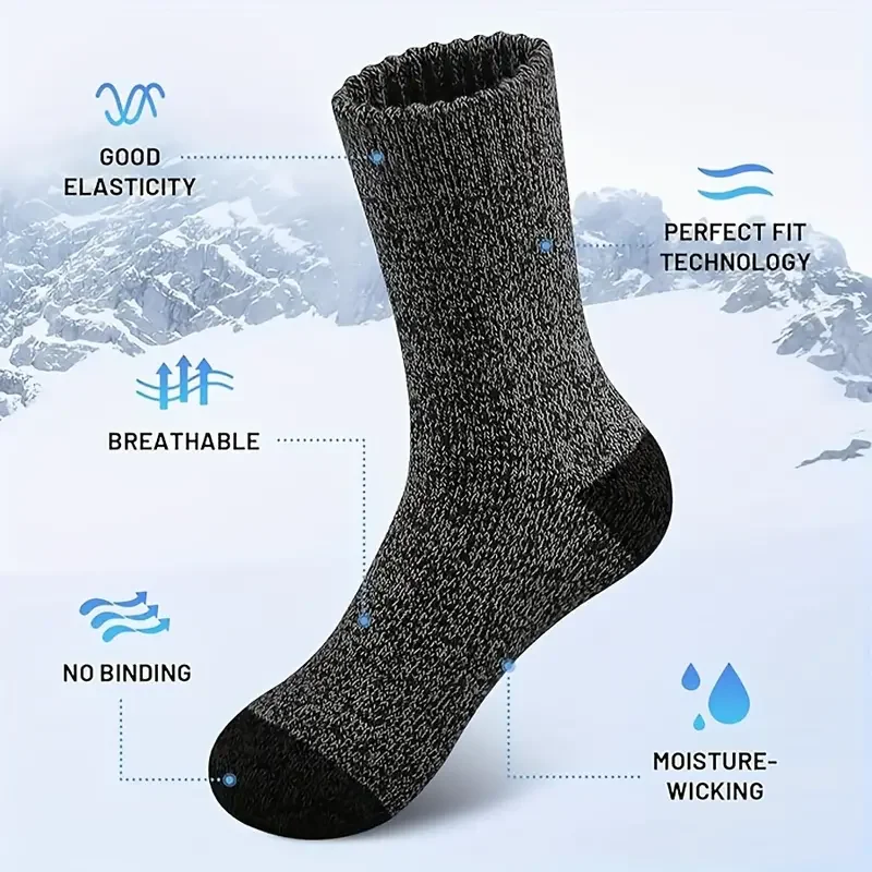 5 Paar Socken aus Merinowolle für Herren, superdicke – Bild 3