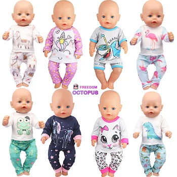 Puppe Kleidung Pyjamas Für 43 cm Baby Neue Geboren Amerikanischen 18 Zoll Mädchen Puppe Einhorn Shark Cartoon