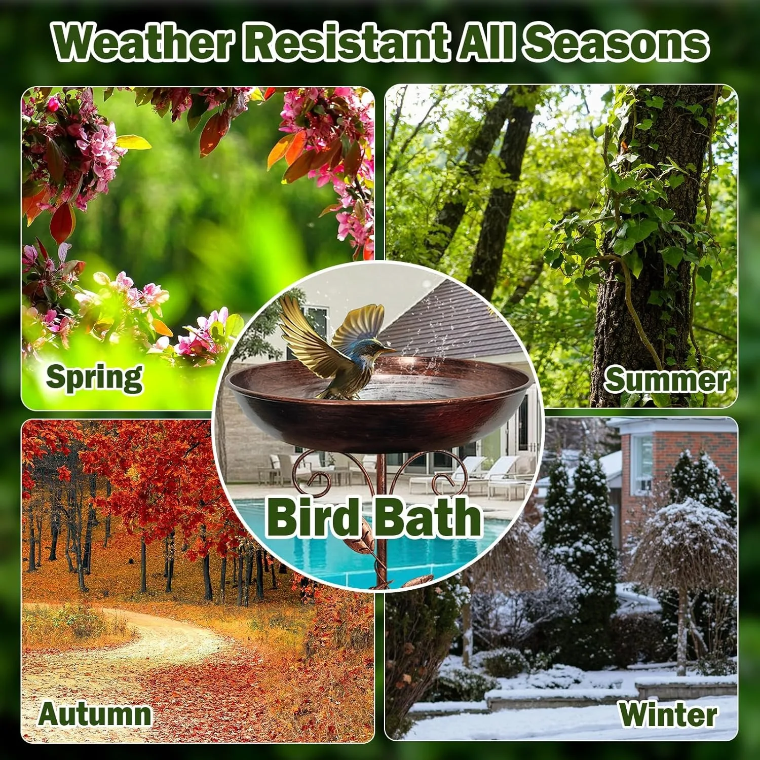 Garten-Vogelbad, robustes Eisen-Vogelbad für den – Bild 5
