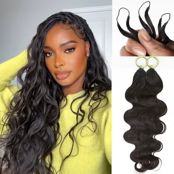 Body Wave Feathered Human Crochet Hair zum Flechten von Boho-Zöpfen, 100% Echthaarverlängerungen, Miracle