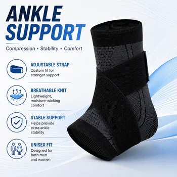 Verstellbare Knöchelstütze Kompressionsbandage Atmungsaktiver Strick-Stabilisator für Sport Laufen Training