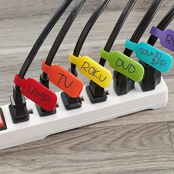 30er-Pack wiederverwendbare Kabeletiketten - beschreibbare Streifen für Datenkabel/Ladekabel, farbcodierte