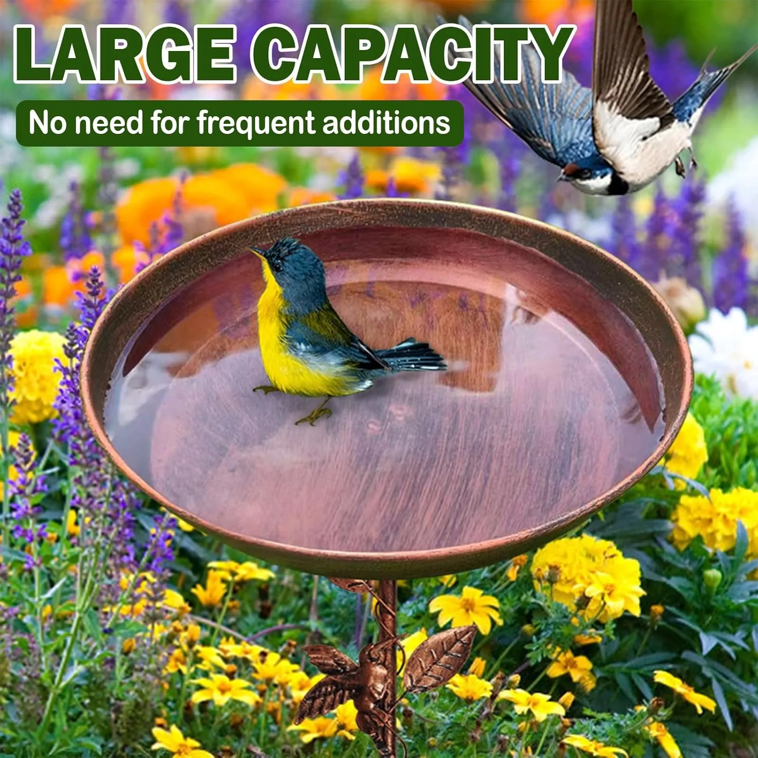 Garten-Vogelbad, robustes Eisen-Vogelbad für den – Bild 3