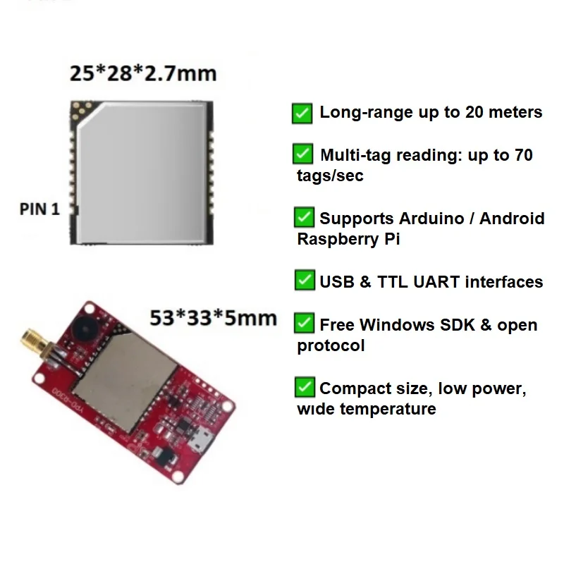 R300 RFID UHF Lesemodul für ESP32 Raspberry Pi Arduino | – Bild 3