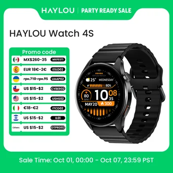 HAYLOU Watch 4S GPS Smartwatch 1,43 Zoll HD AMOLED-Display 5-Satelliten-GPS-Positionierung 120+ Trainingsmodi