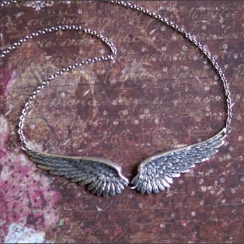 Vintage Engelsflügel Feder Halsband Großer Anhänger Ästhetische Gliederketten Statement Halskette für Frauen