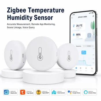 Zigbee Tuya Temperatur- und Feuchtigkeitssensor für Innenräume, kompatibel mit Tuya Smart Life, Google Home