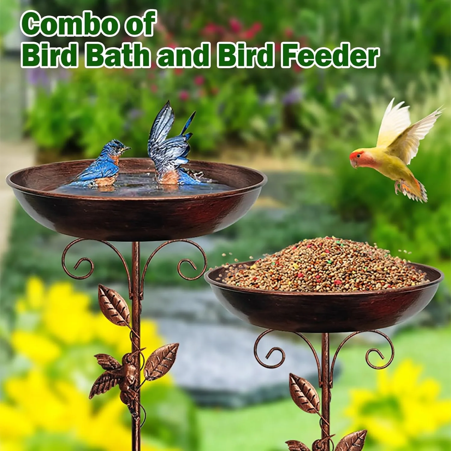 Garten-Vogelbad, robustes Eisen-Vogelbad für den – Bild 4