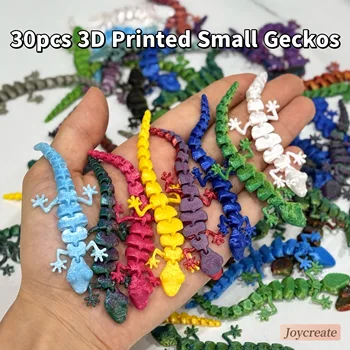 3D-gedruckte bewegliche Echsenfiguren, farbenfrohe und realistische Reptilien-Dekorationen (30 Stück)