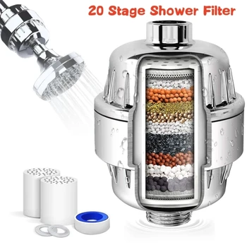 15-20 Stufen Hochleistungs-Duschwasserfilter zur Entfernung von Chlorfluorid, schwere Metalle, gefiltert