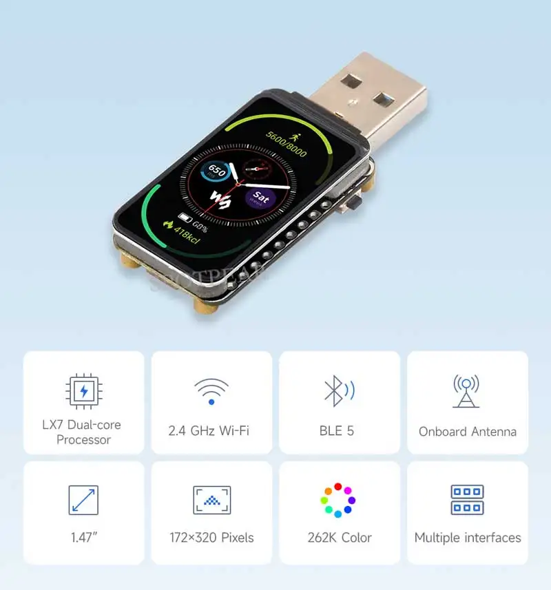 ESP32-S3-Entwicklungsboard mit 1,47-Zoll-LCD, 240 MHz – Bild 2
