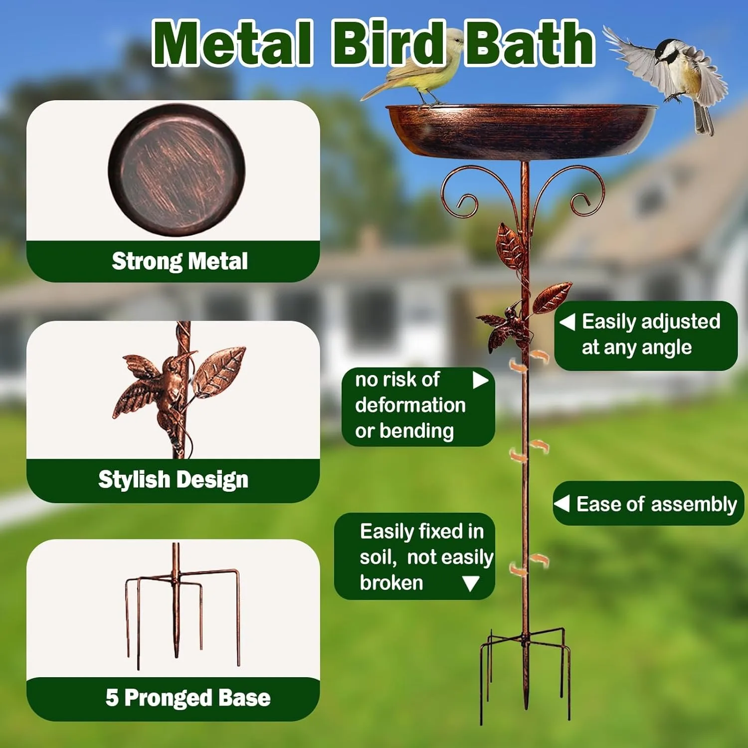 Garten-Vogelbad, robustes Eisen-Vogelbad für den – Bild 6