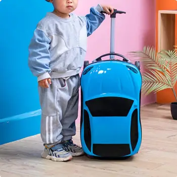 18-Zoll Kinderkoffer Cartoon-Auto Kinder-Ziehkoffer Leichter Rollkoffer für Kinder im Alter von 2-10 Jahren
