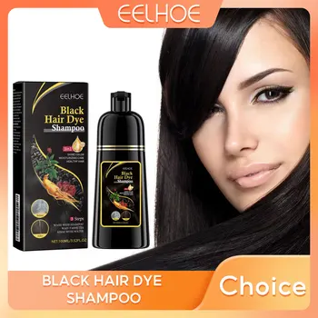 EELHOE Schwarzes Haarfärbe-Shampoo, 3-in-1-Wachstum, sauberes Haar, verdunkelndes, tief nährendes schwarzes