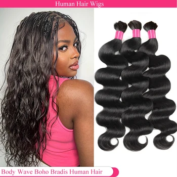 Boho Braids Echthaar Bulk, Rohes Haar, Echthaar Body Wave Bulk, Flechthaar 100g, Echthaarverlängerungen