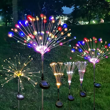 1 Packung Solar-Feuerwerkslichter für den Außenbereich, Urlaubsbeleuchtung, Feuerwerkslichter für Garten
