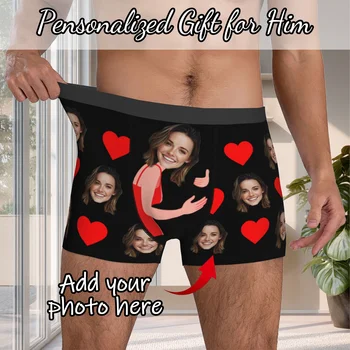 Personalisierte Gesichtsfoto-Unterwäsche, individuelle Boxershorts, individuelles Männer-Valentinstag-Geschenk