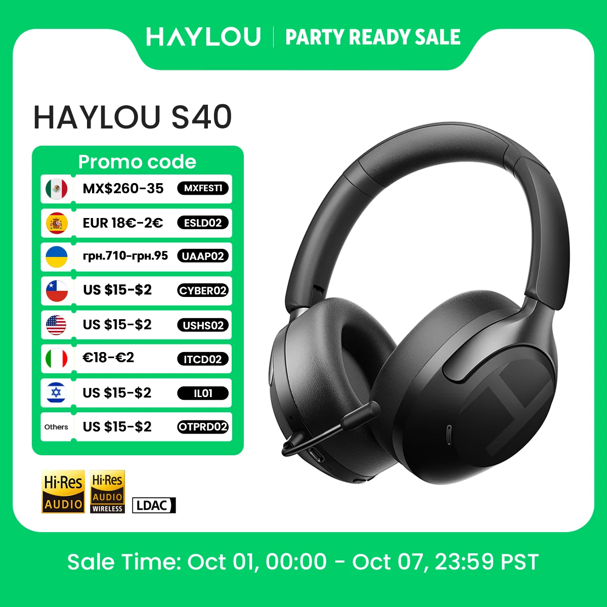 HAYLOU S40 ANC Kabelloser Kopfhörer 50dB