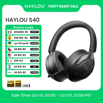 HAYLOU S40 ANC Kabelloser Kopfhörer 50dB Geräuschunterdrückung Hi-Res 3D-Raumklang-Ohrhörer mit LDAC Bluetooth