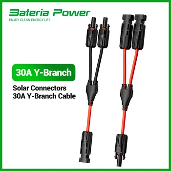 Solaranschlüsse 30A Y-Zweig-Kabel, Solarkabel Paralleladapter Solarpanel-Drahtanschlüsse im Paar