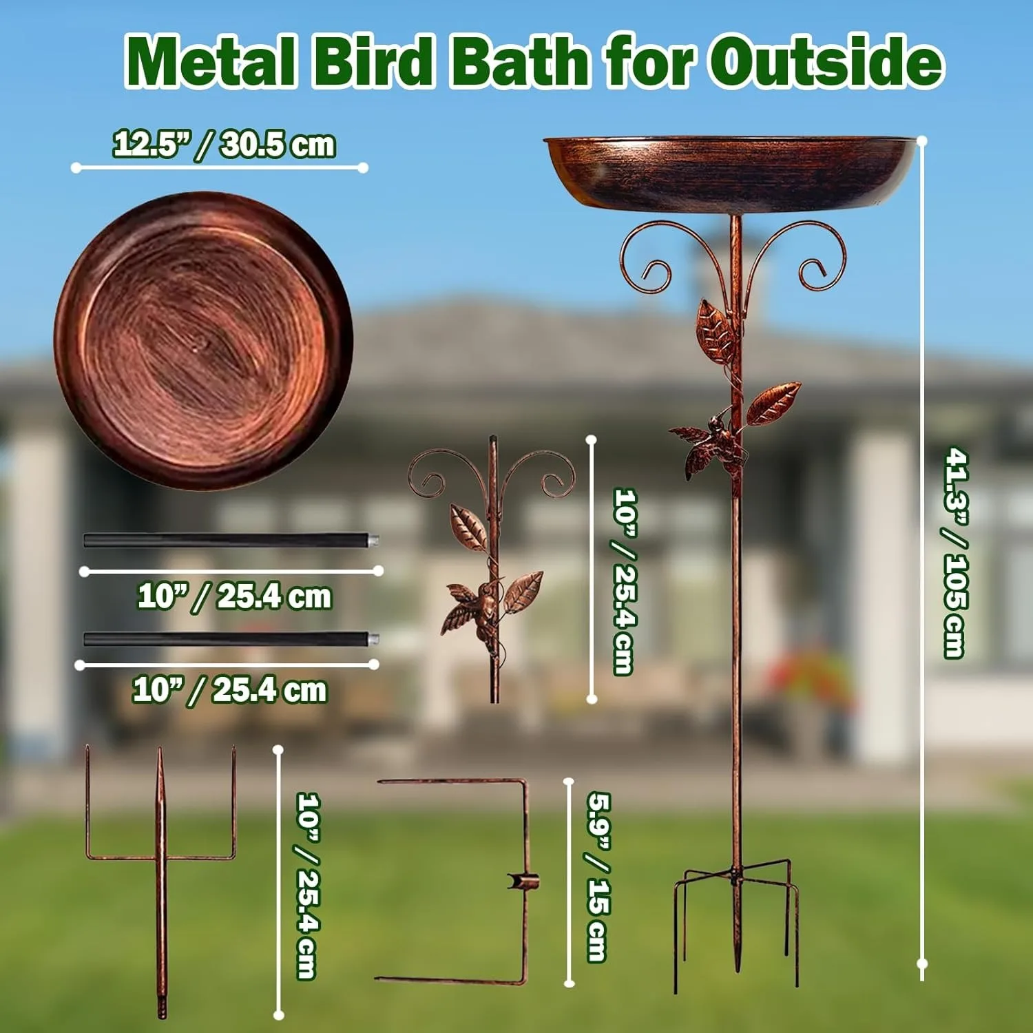 Garten-Vogelbad, robustes Eisen-Vogelbad für den – Bild 2