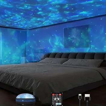 Sternprojektor, Galaxie-Projektor, Wasser-Ozeanwellen-Projektor für Schlafzimmer, Nachtlicht, Raumdekoration