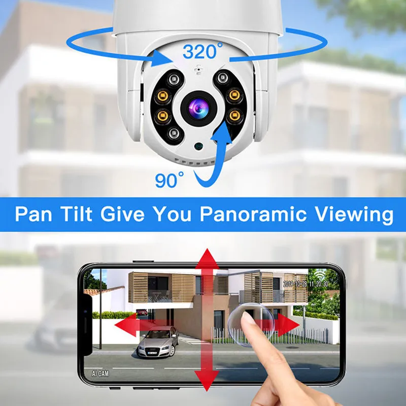 8MP 4K Drahtlose PTZ Kamera HD 1080P Farbe Nachtsicht Wifi IP – Bild 2