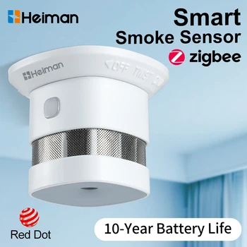 HEIMAN Zigbee Rauchmelder - Feueralarmsensor, hohe Empfindlichkeit, Smart Home System, Sicherheitsschutz