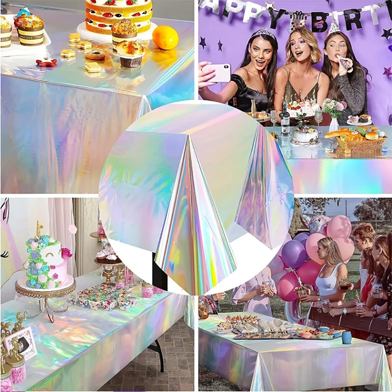 1 Stück, Laser-Regenbogen-Motto-Party-Tischdecke – Bild 5