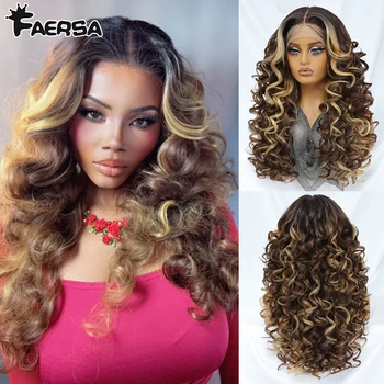 Latisha synthetische HD-Lace-Front-Perücken, lockig, vorgezupft, Lace-Frontal-Perücke mit Pony für Frauen