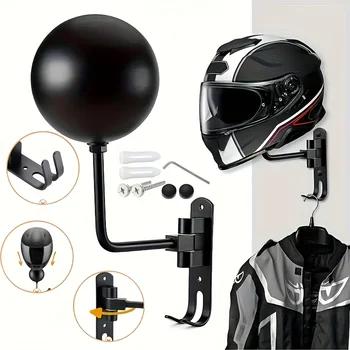 Motorradhelmhalter 180° schwenkbares Wandregal Helm- und Jackenaufhänger Metallhaken Metallregale perfektes