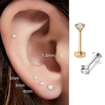 Edelstahl Ohrring Nase Stud Knorpel Piercing Schmuck Helix Tragus Lip Flache Rückseite Winzige Ohrringe
