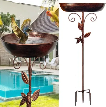 Garten-Vogelbad, robustes Eisen-Vogelbad für den Außenbereich, Vintage-Steh-Vogelbadschale für den