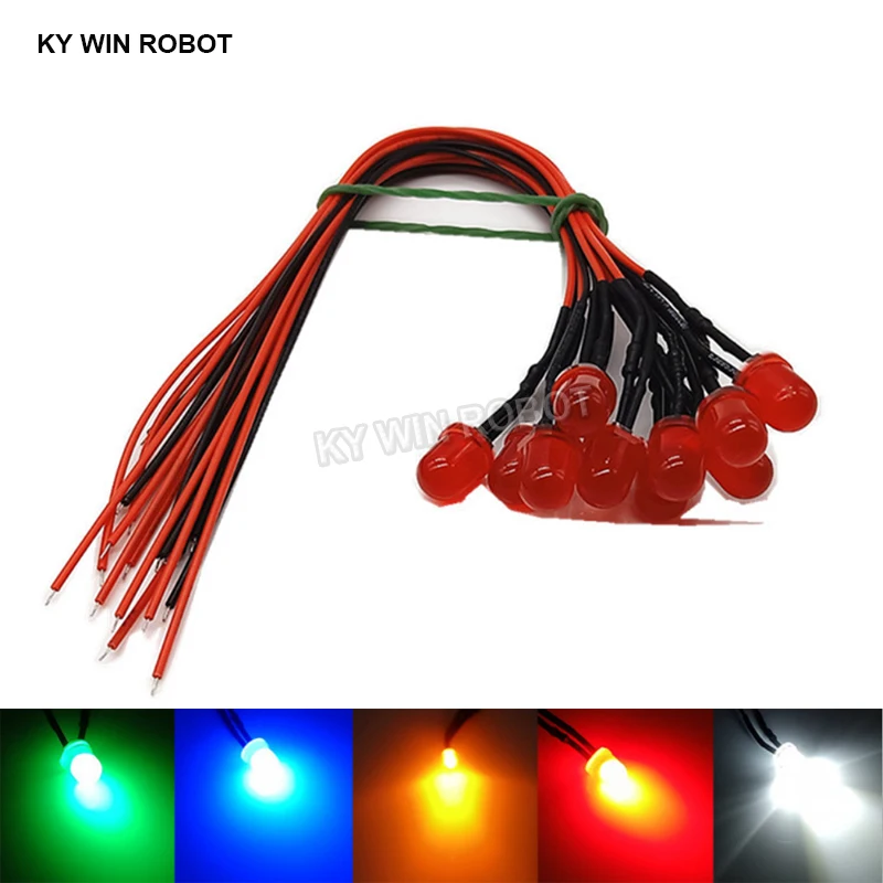 3mm 5mm 8mm 10mm LED 5V 20cm Vorverdrahtet Weiß Rot Grün Blau – Bild 3