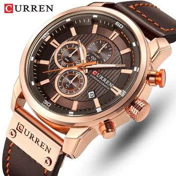 CURREN Marke Uhr Männer Leder Sport Uhren männer Armee Militär Quarz Armbanduhr Chronograph Männlichen Uhr