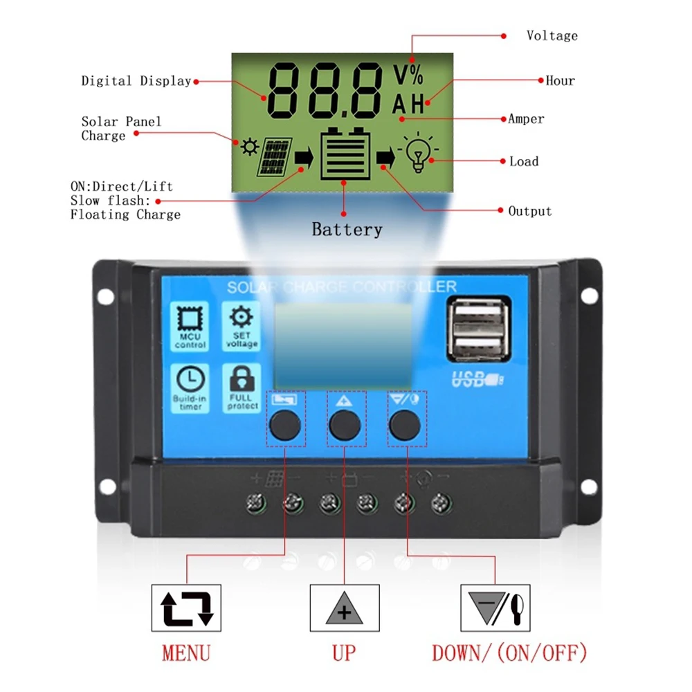 Solar Panel Controller 30A 12V 24V Auto Batterie Laderegler – Bild 3