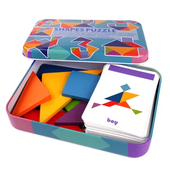 3D Holz Muster Tier Puzzle Bunte Tangram Spielzeug Kinder Montessori Frühe Bildung Sortierung Spiele Spielzeug