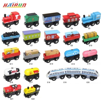 Kinderspiel zeug Holz Magnet zug Auto Lokomotive Modell auto Spielzeug Marke verfolgt Eisenbahn Lokomotiven