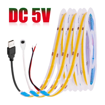 DC 5V LED COB Streifen Licht USB Hohe Dichte Linear Beleuchtung 320LED Flexible Band Lichter Warm Natürliche