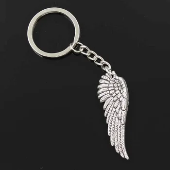 Mode Männer 30mm Keychain DIY Metall Halter Kette Vintage Angel Wings 51x17mm Bronze Anhänger Geschenk