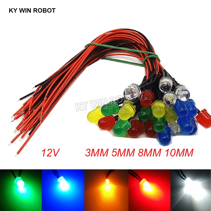 3mm 5mm 8mm 10mm LED 5V 20cm Vorverdrahtet Weiß Rot Grün Blau – Bild 4