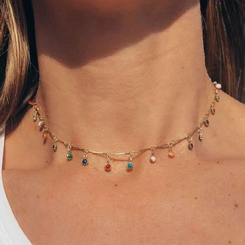 Mode Einfache Candy Farbe Quaste Halskette für Frauen Ästhetischen Alle-spiel Anhänger Schmuck Halsband Hals